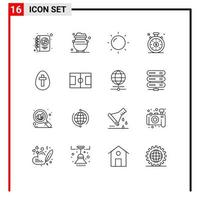 Universal Icon Symbols Group of 16 Modern Outlines of sign easter money egg investment time Editable Vector Design Elements