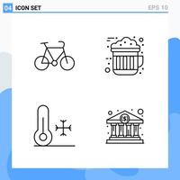 Modern 4 Line style icons Outline Symbols for general use Creative Line Icon Sign Isolated on White Background 4 Icons Pack Creative Black Icon vector background