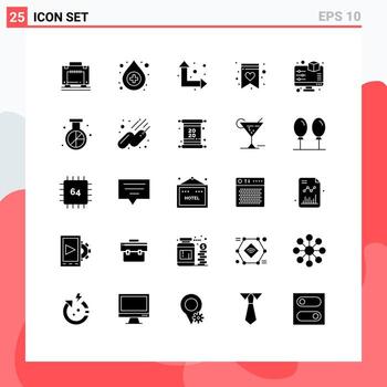 Pictogram Set of 25 Simple Solid Glyphs of engine preview arrows monitor wish list Editable Vector Design Elements