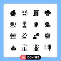 Stock Vector Icon Pack of 16 Line Signs and Symbols for avatar search diploma location data Editable Vector Design Elements