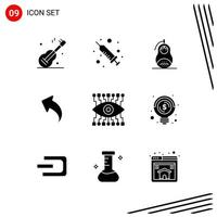 Collection of 9 Vector Icons in solid style Pixle Perfect Glyph Symbols for Web and Mobile Solid Icon Signs on White Background 9 Icons Creative Black Icon vector background