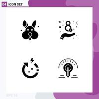 Group of 4 Solid Glyphs Signs and Symbols for bynny world day arrow light Editable Vector Design Elements