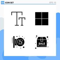 Modern 4 solid style icons Glyph Symbols for general use Creative Solid Icon Sign Isolated on White Background 4 Icons Pack Creative Black Icon vector background