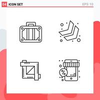 Collection of 4 Vector Icons in Line style Modern Outline Symbols for Web and Mobile Line Icon Sign Isolated on White Background 4 Icons Creative Black Icon vector background