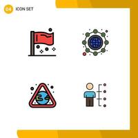 Modern Set of 4 Filledline Flat Colors Pictograph of congress earth global international pollution Editable Vector Design Elements