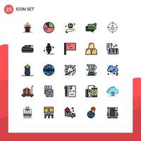 Pictogram Set of 25 Simple Filled line Flat Colors of online chat data support help Editable Vector Design Elements