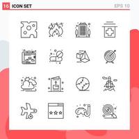 Collection of 16 Vector Icons in Line style Modern Outline Symbols for Web and Mobile Line Icon Sign Isolated on White Background 16 Icons Creative Black Icon vector background