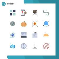 Flat Color Pack of 16 Universal Symbols of ui basic chair space connection Editable Pack of Creative Vector Design Elements