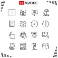 16 Icons Line Style Grid Based Creative Outline Symbols for Website Design Simple Line Icon Signs Isolated on White Background 16 Icon Set Creative Black Icon vector background