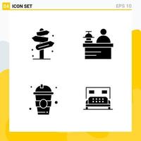 colección de 4 iconos sólidos universales conjunto de iconos para web y móvil fondo de vector de icono negro creativo