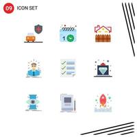 Universal Icon Symbols Group of 9 Modern Flat Colors of checkmarks person building doctor manager Editable Vector Design Elements