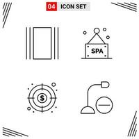 4 iconos de estilo de línea basados en cuadrícula símbolos de esquema creativos para el diseño de sitios web signos de icono de línea simple aislados en fondo blanco 4 conjunto de iconos fondo de vector de icono negro creativo