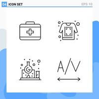 Modern 4 Line style icons Outline Symbols for general use Creative Line Icon Sign Isolated on White Background 4 Icons Pack Creative Black Icon vector background