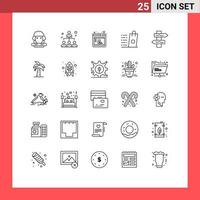 Modern Set of 25 Lines Pictograph of index shop cpc sell bag Editable Vector Design Elements