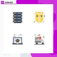 Pack of 4 Modern Flat Icons Signs and Symbols for Web Print Media such as hosting house internet shield plan Editable Vector Design Elements