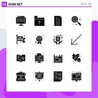 16 Universal Solid Glyphs Set for Web and Mobile Applications day labor pros and cons flag internet marketing Editable Vector Design Elements