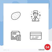 4 Line concept for Websites Mobile and Apps patato business chef accounting financial Editable Vector Design Elements