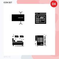 Pictogram Set of 4 Simple Solid Glyphs of cursor sleep design bed contract Editable Vector Design Elements