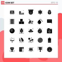 25 Thematic Vector Solid Glyphs and Editable Symbols of easter gift camera ui gear Editable Vector Design Elements