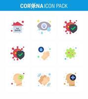 Coronavirus Awareness icon 9 Flat Color icons icon included  patogen infection bacteria washing hands viral coronavirus 2019nov disease Vector Design Elements