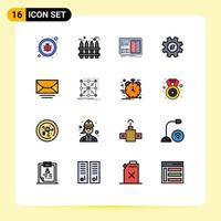 Set of 16 Modern UI Icons Symbols Signs for mail energy blueprint ecology prototype Editable Creative Vector Design Elements