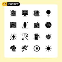 Solid Glyph Pack of 16 Universal Symbols of man gender video seo report seo Editable Vector Design Elements