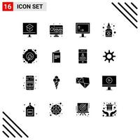 Set of 16 Modern UI Icons Symbols Signs for generation energy height medicine liquid Editable Vector Design Elements