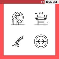 4 Icon Pack Line Style Outline Symbols on White Background Simple Signs for general designing Creative Black Icon vector background