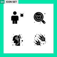 Pack of 4 Solid Style Icon Set Glyph Symbols for print Creative Signs Isolated on White Background 4 Icon Set Creative Black Icon vector background