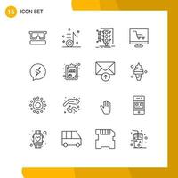 16 Universal Outline Signs Symbols of startup product song development smart Editable Vector Design Elements