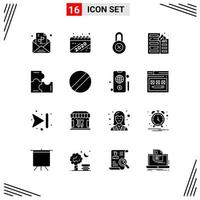 16 Icons Solid Style Grid Based Creative Glyph Symbols for Website Design Simple Solid Icon Signs Isolated on White Background 16 Icon Set Creative Black Icon vector background