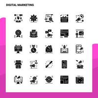 25 conjunto de iconos de marketing digital plantilla de ilustración de vector de icono de glifo sólido para ideas web y móviles para empresa comercial