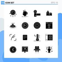 Modern 16 solid style icons Glyph Symbols for general use Creative Solid Icon Sign Isolated on White Background 16 Icons Pack Creative Black Icon vector background