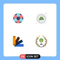 Mobile Interface Flat Icon Set of 4 Pictograms of ball pantone sport organic earth Editable Vector Design Elements