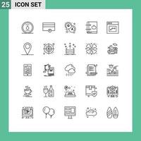 Set of 25 Modern UI Icons Symbols Signs for communication learning answer knowledge book Editable Vector Design Elements