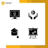 Modern Set of Solid Glyphs and symbols such as monitor graduation hat hands hold business Editable Vector Design Elements