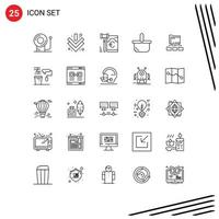 Pack of 25 creative Lines of computing folders security folder holiday Editable Vector Design Elements