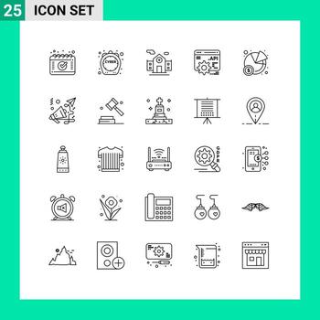 Set of 25 Modern UI Icons Symbols Signs for finance statistics building pie application programme interface Editable Vector Design Elements