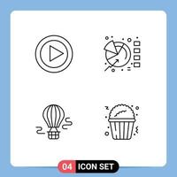 4 Creative Icons Modern Signs and Symbols of video hot chart statistics popcorn Editable Vector Design Elements