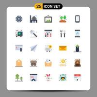 Universal Icon Symbols Group of 25 Modern Flat Colors of phone plant pray natural eco Editable Vector Design Elements