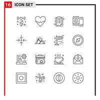 Pack of 16 Modern Outlines Signs and Symbols for Web Print Media such as collapse valentine paper lover condom Editable Vector Design Elements