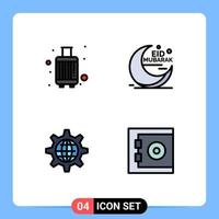 4 Creative Icons Modern Signs and Symbols of baggage muslim suitcase mubarak globe Editable Vector Design Elements