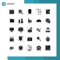 Mobile Interface Solid Glyph Set of 25 Pictograms of construction lift gentleman text big Editable Vector Design Elements