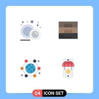 4 Universal Flat Icons Set for Web and Mobile Applications crockery connection plate man internet Editable Vector Design Elements