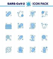 25 Coronavirus Emergency Iconset Blue Design such as tubes chemistry blood virus nose viral coronavirus 2019nov disease Vector Design Elements