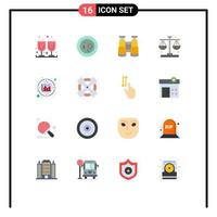 Pictogram Set of 16 Simple Flat Colors of information analytics binoculars balance management Editable Pack of Creative Vector Design Elements