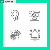 Pack of 4 Line Style Icon Set Outline Symbols for print Creative Signs Isolated on White Background 4 Icon Set Creative Black Icon vector background