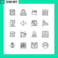 Set of 16 Commercial Outlines pack for blowing holiday fortune festival lucky Editable Vector Design Elements