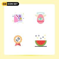 User Interface Pack of 4 Basic Flat Icons of card award badge invite easter medal Editable Vector Design Elements