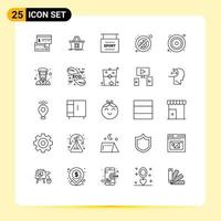 25 Thematic Vector Lines and Editable Symbols of disk place shopping no sports Editable Vector Design Elements